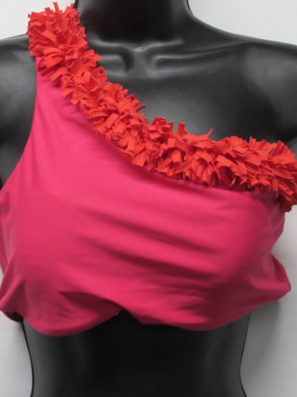 Summersalt One Shoulder Bikini Top Womens 8 Pink Orange Fringe Confetti